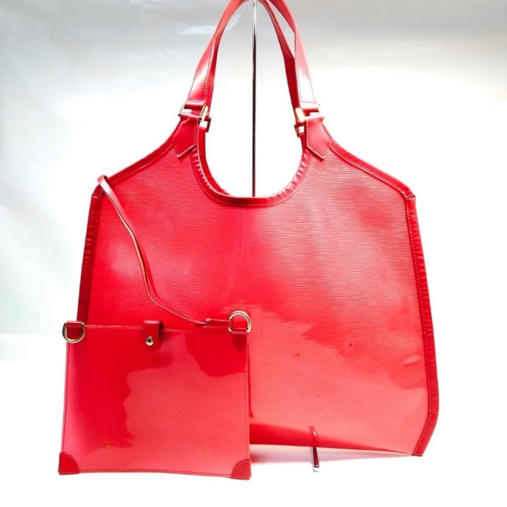Louis Vuitton Red Epi Plage Lagoon Bay With Pouch Beach Tote
